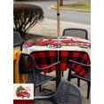 thumbnail image 4 of Outdoor Tablecloth with Umbrella Hole and Zipper, Christmas Truck Square Table Cloth 54x54 Inch Waterproof Tablecloth, Vintage Xmas Red Buffalo Plaid Picnic Table Cover for Patio Camping, 4 of 7