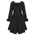 thumbnail image 4 of Arshiner Big Girls Trendy Dresses Fall Long Sleeves Tie Back Solid Beach Dress, 4 of 8