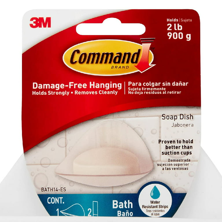 3M Command Bath Caddy Hanger Water Resistant Adhesive Plastic Frosted,  2-Pack