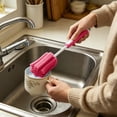 thumbnail image 6 of Dish Washing Brush With Handle, Cleaning Brushes for Household Use, Adjustable Long Handle Water Bottle Brush, For Soft Foam Dish Cleaning Brush For Wine Glasses Mugs Cups & Kettles (Red), 6 of 6