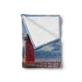 thumbnail image 2 of Wisconsin Soft Flannel Fleece Throw Blanket, Photo of Milwaukee Lighthouse at Sunrise Calm Water and Sky, Cozy Plush for Indoor and Outdoor Use, 60" x 80", Multicolor, by Ambesonne, 2 of 5