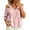 Pink #102, variant on Cold Shoulder Tops for Women Casual Deep V Neck 3/4 Sleeve Linen Shirts Loose Fit Summer Vacation Blouses White M