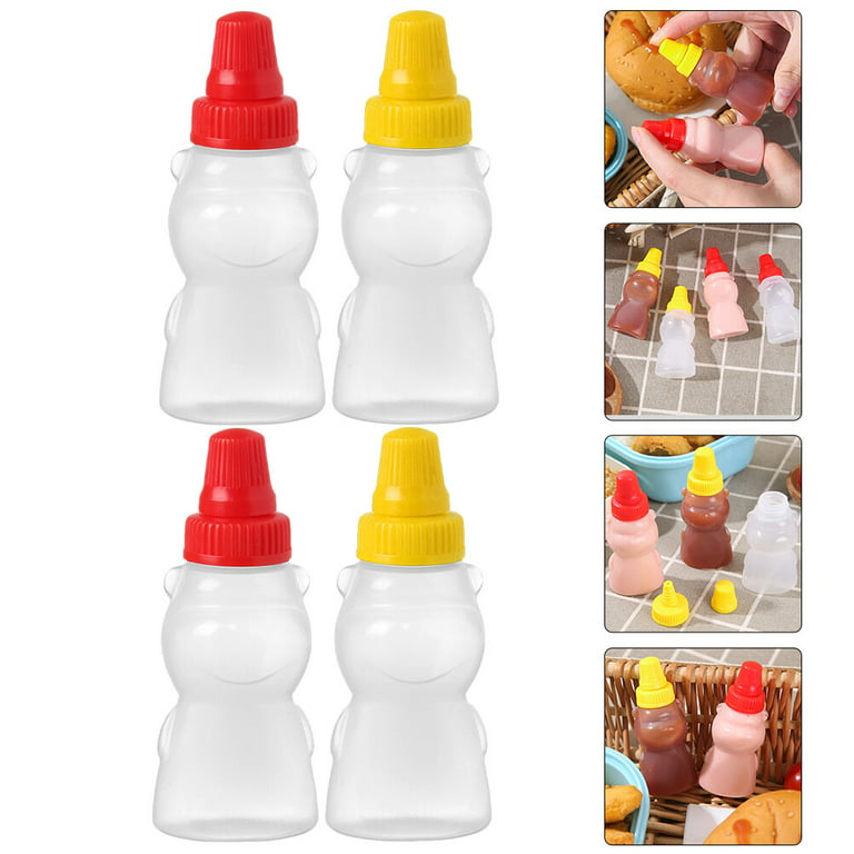 NUOLUX 4pcs Mini Condiment Squeeze Bottles Leakproof Mini Ketchup Sauce  Bottles
