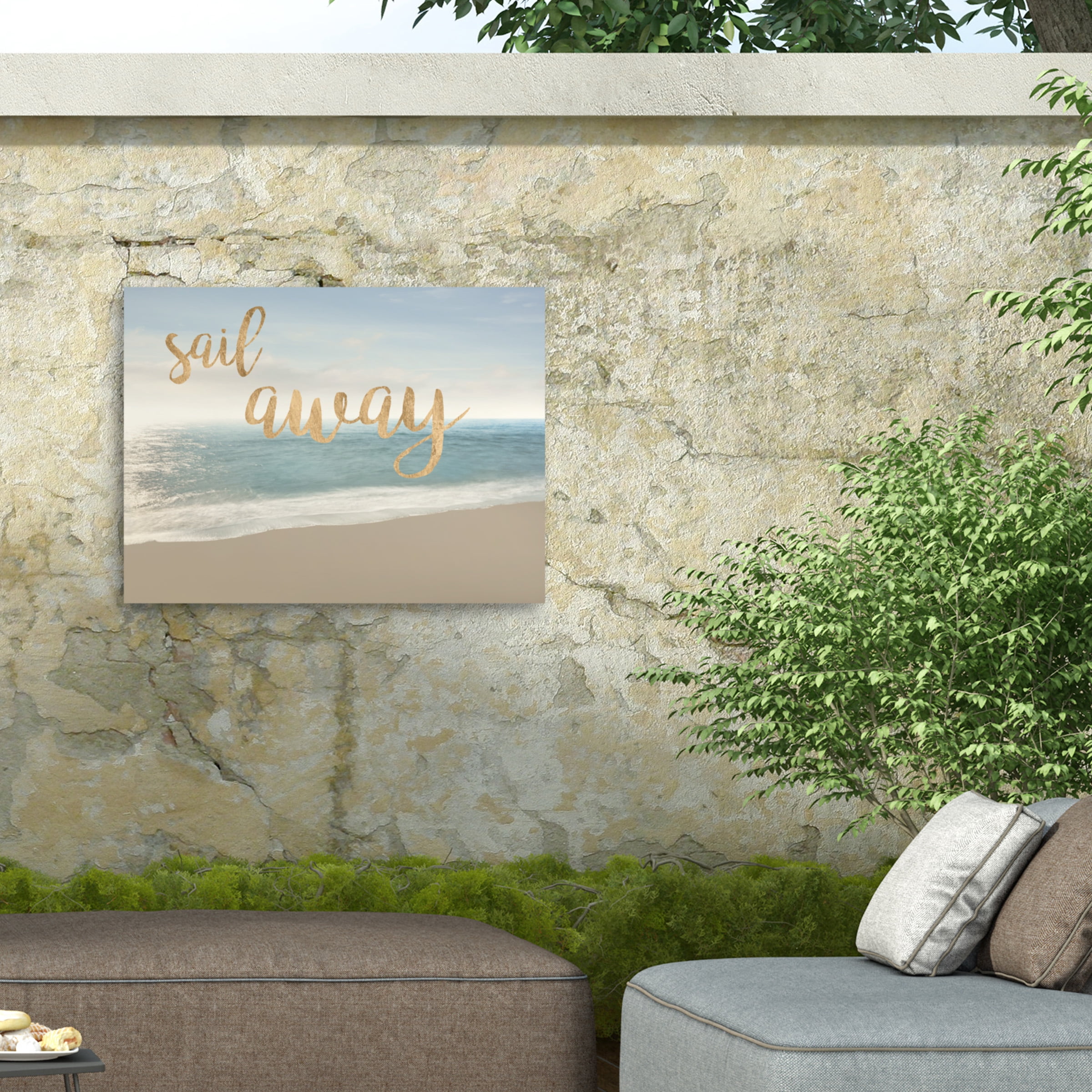 James Mcloughlin 'Beach Sail Away' Outdoor Canvas 35x47