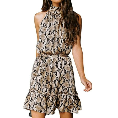 

Long Sleeve Dress for Women Sexy Dresses for Women Fashion Women Floral Printed Halter Strapless Ruffle Bandage Casual Dress Summer Savings Sundresses for Women Valentines Dress Yellow S
