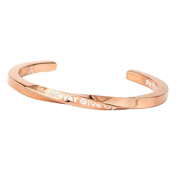 de material acero Inoxidable, Brazalete Nunca Te , Cuadrado Brazalete Abierto para Mujeres Hombres, s s Regalos - oro and rosa Fernando Pulsera espiral de acero de titanio