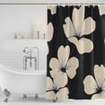 thumbnail image 2 of Beige Floral Silhouette Shower Curtain Set - 48" x 72" Washable Bathtub Curtain with 12 Hooks, Farmhouse Vintage Flowers Waterproof Fabric Stall Shower Curtains for Bathroom/Bathtub Décor, 2 of 6