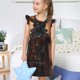 thumbnail image 4 of Balery Steampunk Cowboy Cat Camisón de princesa para niñas, pijama de algodón con mangas abullonadas, suave y bonito.-X-Large, 4 of 6