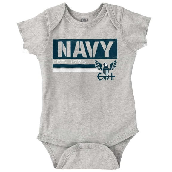 US Navy Eagle Anchor Logo Est 1775 Romper Boys or Girls Infant Baby Brisco Brands 12M