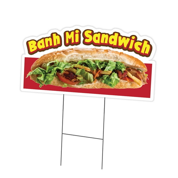 SignMission C-DC-1216-Banh Mi Sandwich19 12 x 16 in. Yard Sign & Stake - Banh Mi Sandwich