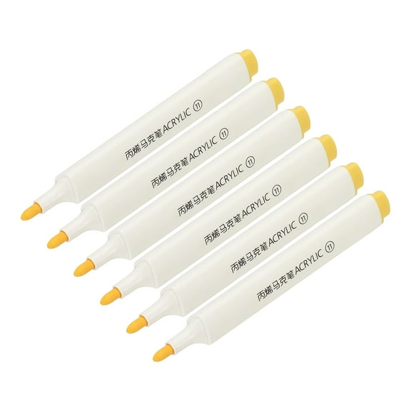 Acrylic Paint Marker Pens, 6Pcs Acrylic Paint Pens Waterproof Paint Art Marker Pen Water Based Paint Pen for DIY Craft, Yellow
