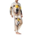 thumbnail image 2 of Susaid The Dog Is Sitting In A Bubble Bath Print Men's Long Sleeve Pajama Set, Two-Piece Button-Down Loungewear PJs Set, Comfortable Sleepwear for Relaxation-XX-Large, 2 of 7