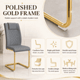 thumbnail image 6 of JUFU Set of 6 Gray Faux Leather Dining Chairs with Gold Legs, Modern High Back Armless Chairs for Kitchen or Dining Room, 6 of 7