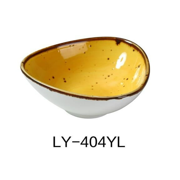 Yanco LY-404YL Lyon 4.75 in. Triangle Sauce Bowl, Reactive Glaze, Yellow - 5 oz - Pack of 36