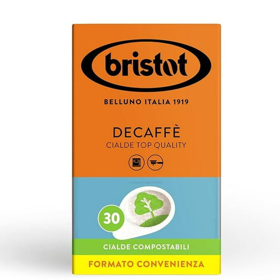 Bristot ESE DECAF Paper Pods | Italian ESE Pods | Medium Roast | 30 Count
