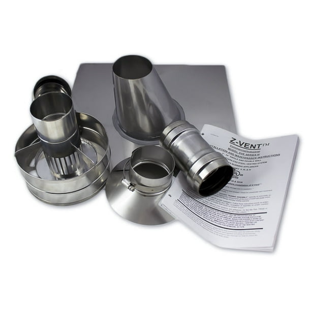 4" Vertical Stainless Steel ZVent Water Heater Vent Kit