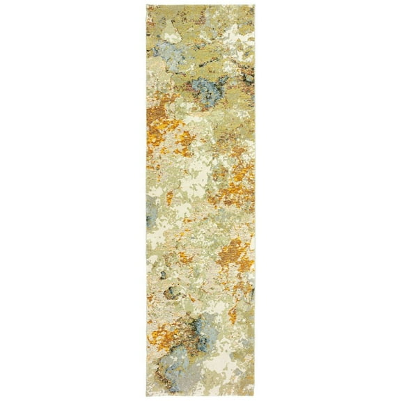 Oriental Weavers Evolution Area Rug - 8031B - 2'3" x 8' - in Gold/ Beige - Modern Style, Stain Resistant, Family and Pet Friendly , Entryway, Hallway Runner Rug