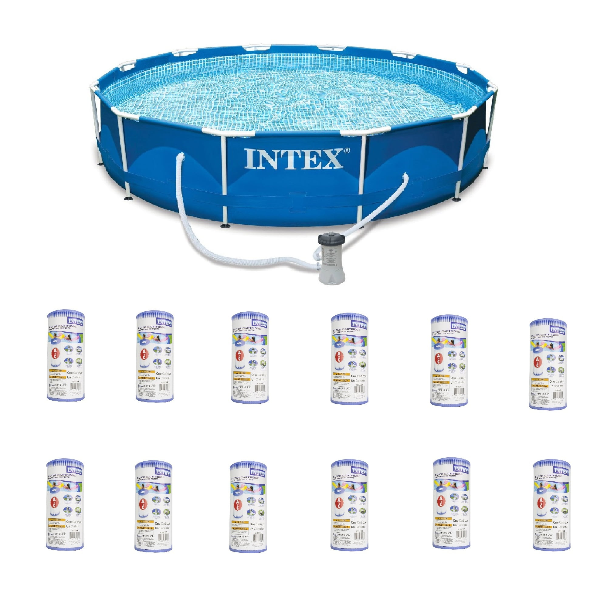 Intex 12ft x 30in Metal Frame Round Pool & Replacement Cartridge (12