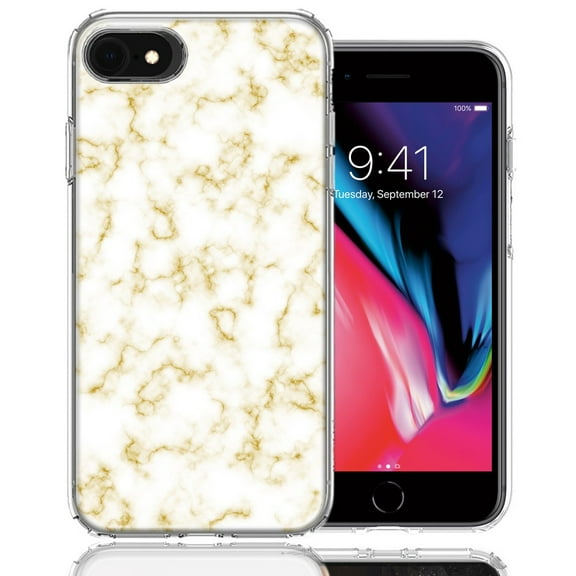 MUNDAZE For Apple iPhone 7/8/SE Gold Marble Design Double Layer Phone Case Cover