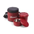 thumbnail image 1 of Cleo Lunch Box With Premium Fabric Bag - Red | 2 Inner Steel Containers With Airtight Lids, 450ml & 600ml - BPA Free, Microwave Safe & Leak Proof, 1 of 5