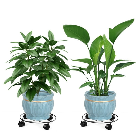 Metal Plant Stand Indoor Plant Caddy with Wheels 2PCS