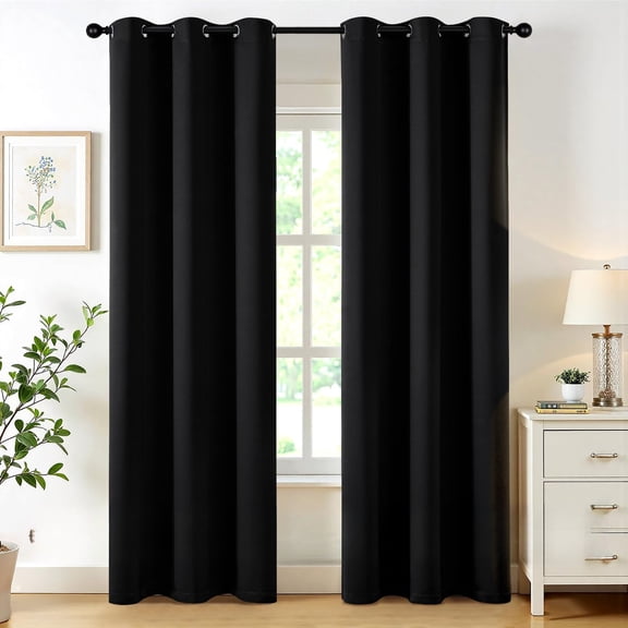 40x84 Inch Black 2 Pack Grommet Blackout Window Curtains, New Home Window Decor, Thermal Insulated Light Blocking Noise Reducing Room Darkening Drapes for Bedroom Living Room