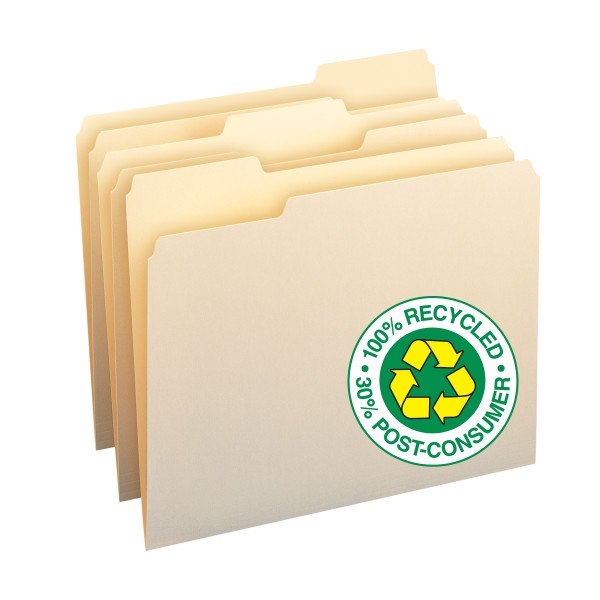 Smead 100 Recycled Manila Folders 1/3 Cut 100/BX Letter (10339