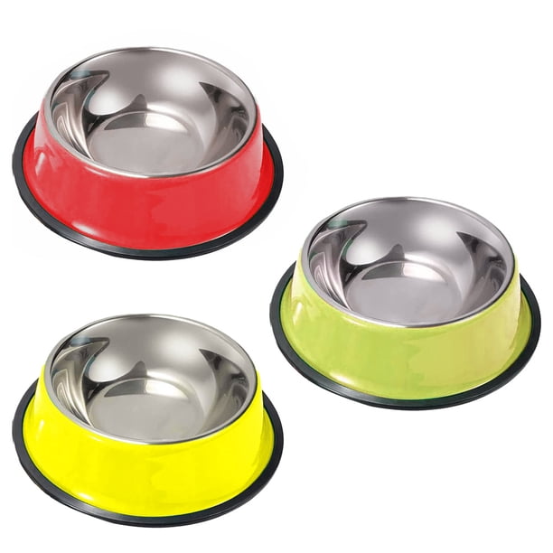 Paquete de cuencos de acero inoxidable para gatos, cuencos de comida y agua para cachorros, coloridos antideslizantes MFZFUKR BST3006944-2