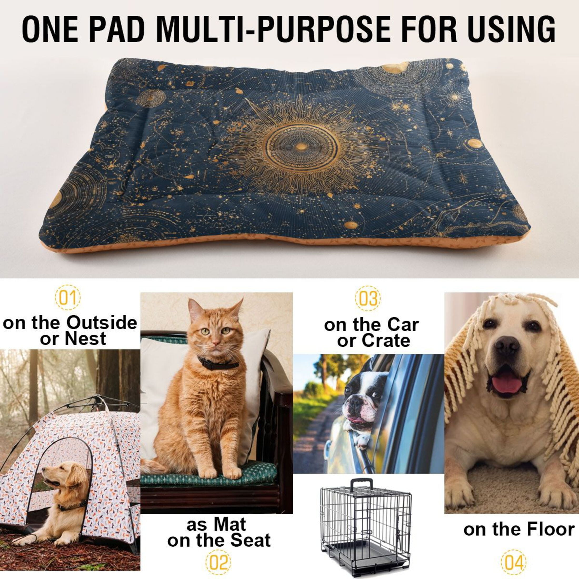 Cozy Mat Pet Bed Indoor Outdoor Warm Soft For Cat Dog Puppy(S/M) Map Of The Stars