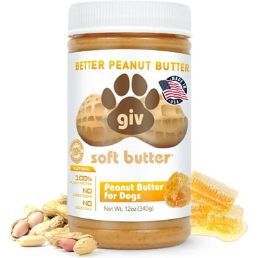 giv soft butter Peanut Butter for Dogs, Human-Grade Grain-Free Training Treats, 12 oz