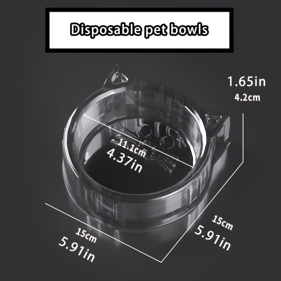 20 Pack Disposable Cat Bowls, 5.9 Inch (15cm) Cat Ear Design Plastic Bowls, 1.6 Inch (4cm) Deep, Anti-Anti Spill Tray for Feeding & Watering, Perfect for Stray Cats, Small Dogs, Pets