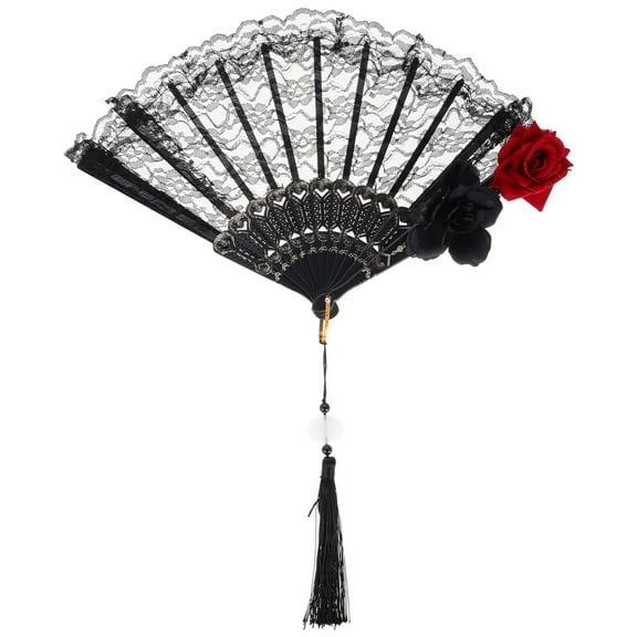 RENACLIPY Victorian Style Black Decorative Fan 1 Piece Elegant Vintage Handheld Fan