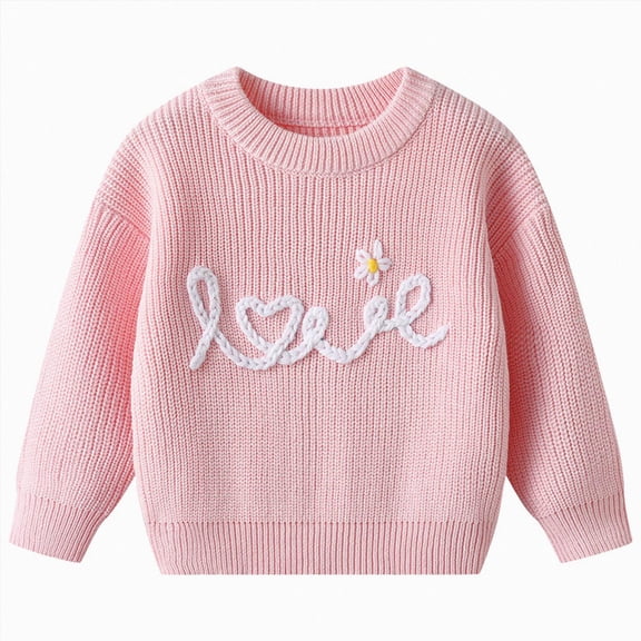 CAUYDY Toddler Baby Boy Girl Sweater Embroidered LOVE Outfits Long Sleeve Pullovers Fall Winter Clothes(L101-Blue,3-4 Y)