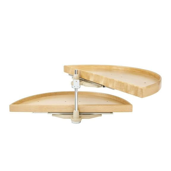 LD-4NW-882-38-1 Rev-A-Shelf 38" 2 Tier Half Moon Lazy Susans, Natural Wood