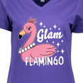 thumbnail image 4 of Inktastic Glam Pink Flamingo with Pearls Women's V-Neck T-Shirt, 4 of 5
