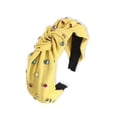 thumbnail image 1 of Linyer Fashion Hair Band Hoop Bow Tie Embellished Headband with Rhinestones Colorful Wide Adjustable Headbands for Women Girls Yellow, 1 of 3
