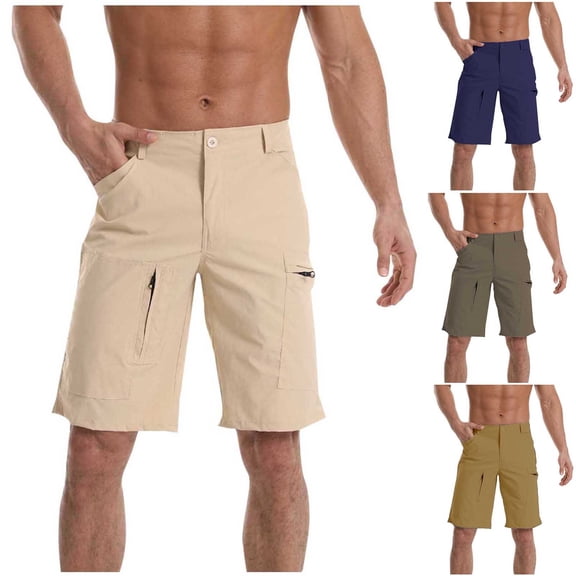 WIZUTIZ Men's Hiking Shorts with 5 Pockets, Golf Shorts Men 7 Inch Inseam Quick Dry Breathable