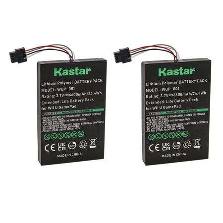 Kastar 2-Pack Replacement Battery 3.7V 6600mAh Compatible with Nintendo Wii U GamePad Compatible with WUP-001 WUP-003 WUP-010 WUP-012 ARR-002 GamePad