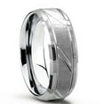 thumbnail image 2 of Tungsten Wedding Band Ring 8mm Men's Engagement Silver with Textured Brushed Center, 2 of 4