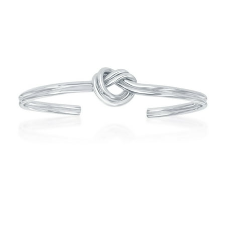Sterling Silver Classy Italian Double Love Knot Bangle