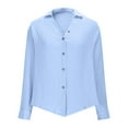 thumbnail image 6 of dazeni Womens Button Down Shirts Loose Casual Dressy Tops Lightwieght Lapel Long Sleeve t Shirts Fashion Work Office Blouse S-2XL, 6 of 8