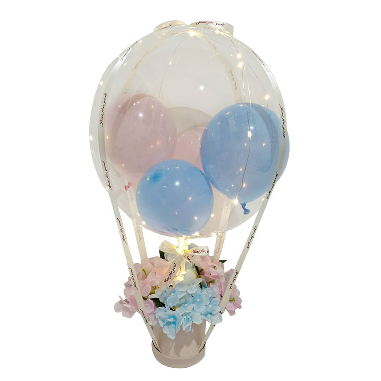 Doolland 1Pcs Light Up Bobo Balloons with Rose Bouquet Wedding Transparent Light Ball Set Glow Bubble Balloons for Valentine's Day Party Decor DIY