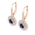 thumbnail image 2 of 1.35 ct Lever-Back Drop Dangle Earrings for Women | 4.5mm Round Cut Simulated Blue Sapphire | 18K White/Rose Gold, 2 of 5