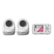 VTech VM3261 2 2 8 Digital Video Baby Monitor with 2 Pan Tilt Cameras Full Color and Automatic Night Vision White