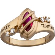 Freestyle, 14K Gold over Sterling Marquise Wrapped Birthstone Class Ring, Personalized, High School or College Graduation