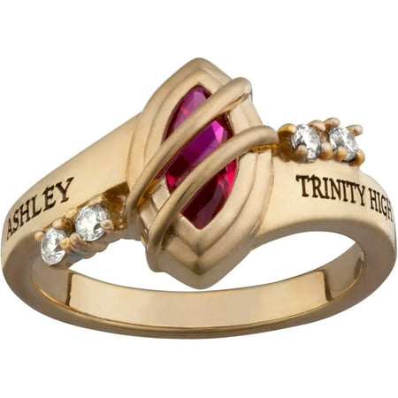 Freestyle, 14K Gold over Sterling Marquise Wrapped Birthstone Class Ring, Personalized, High School or College Graduation