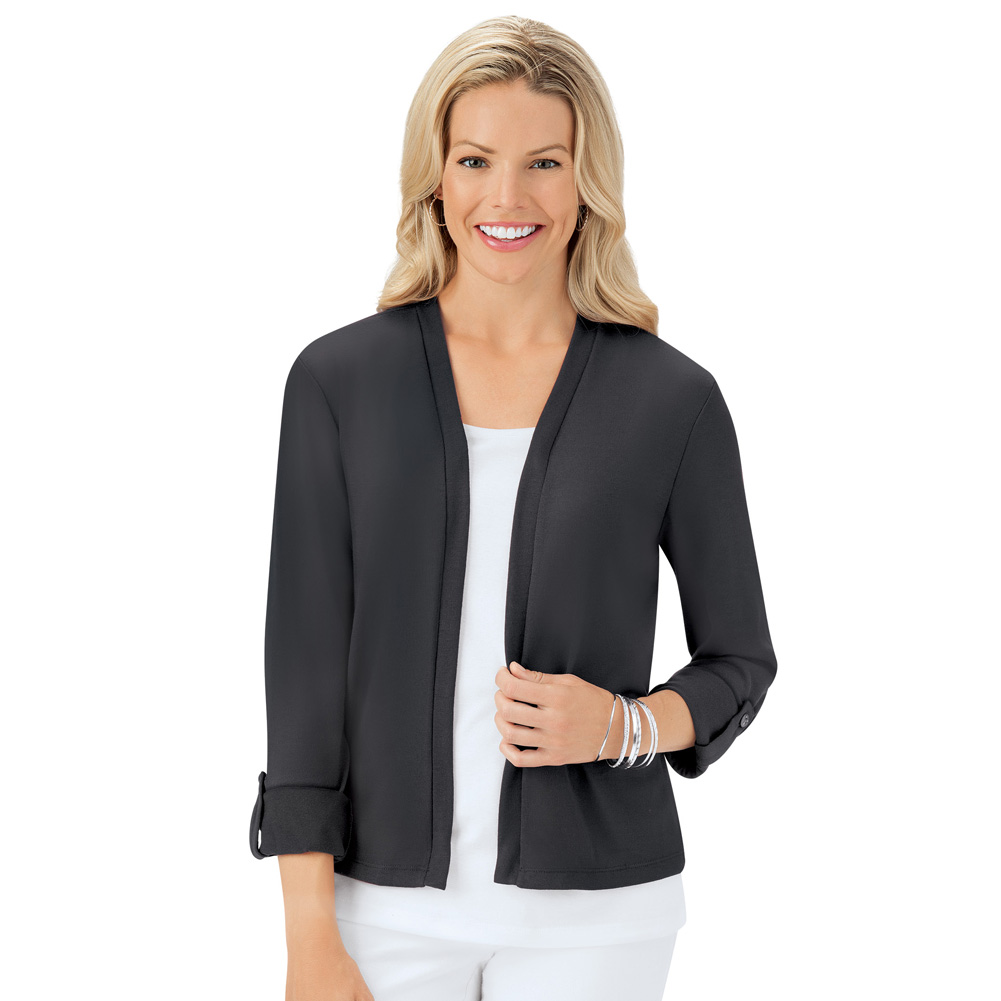 rayon spandex open front cardigan