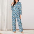 thumbnail image 2 of Honeii Rose Flowers print Women's Pajama Sets Long Sleeve Button Down Sleepwear Nightwear Soft Pjs Lounge Sets-Medium, 2 of 7