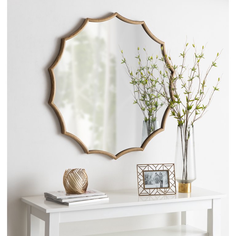 Kate and Laurel Lalina Scalloped Round Framed Wall Mirror, 33.5