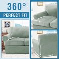 thumbnail image 5 of H.VERSAILTEX 2-Piece Velvet T Cushion Armchair Slipcover, Stretch 1 Cushion Sofa Cover with Separate T Cushion Cover, Non-Slip Furniture Protector, Sea Grass, 5 of 7